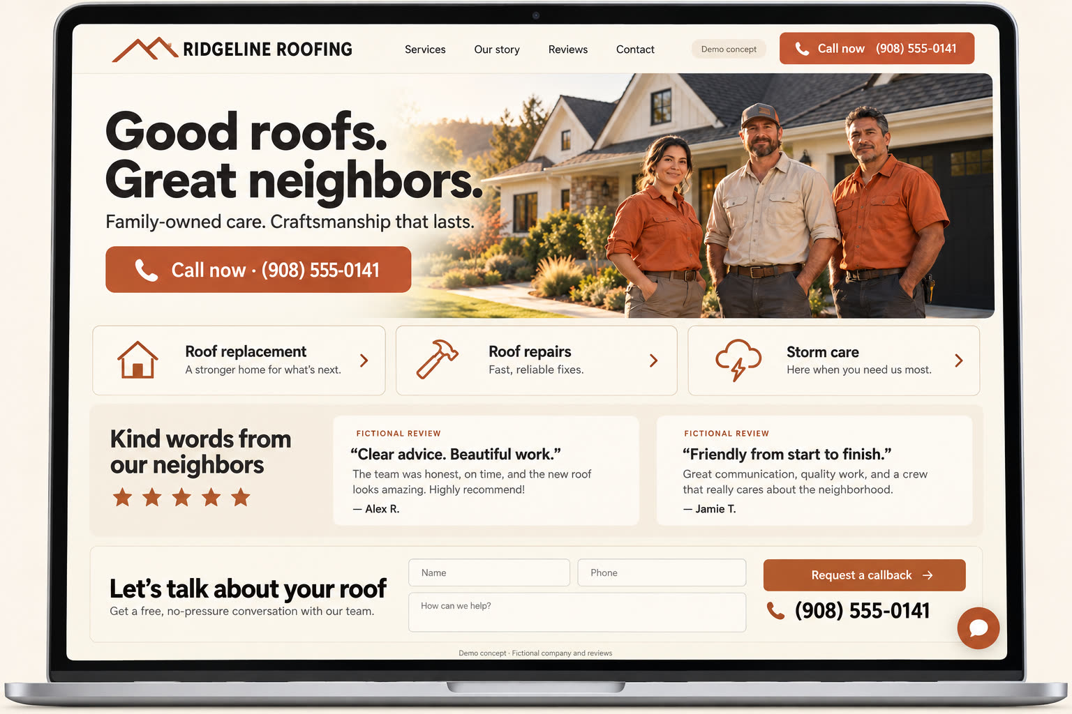 Copper website template preview